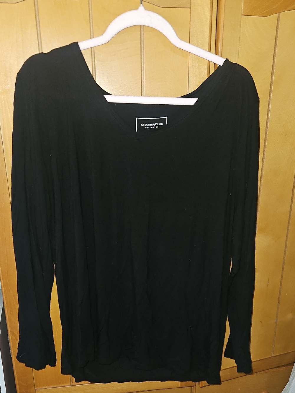 Charter Club Black Long Sleeve Scoop Neck Top